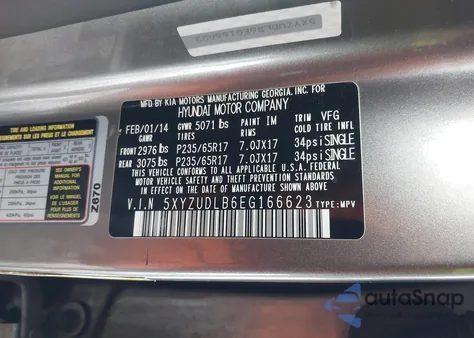 2014 Hyundai Santa Fe Sport 2.4L from USA, damaged, VIN 5XYZUDLB6EG166623